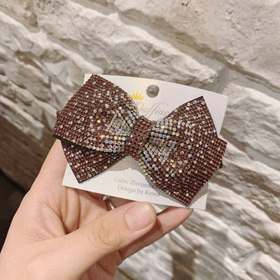 sengpan Barrette for Women Girl Rhinestone Crystal Big Bow Knot Hair Clip Hairpin Geometric Accessories Wholesale