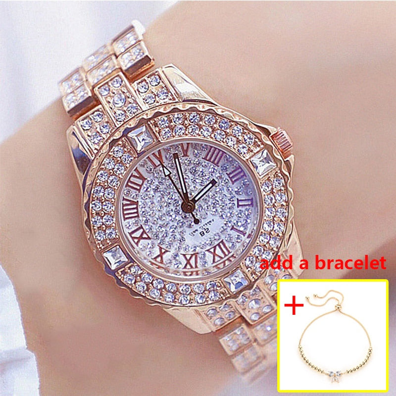 sengpan Women Watches Diamond Gold Watch Ladies Wrist Watches Luxury Brand Rhinestone Women's Bracelet Watches Female Relogio Feminino