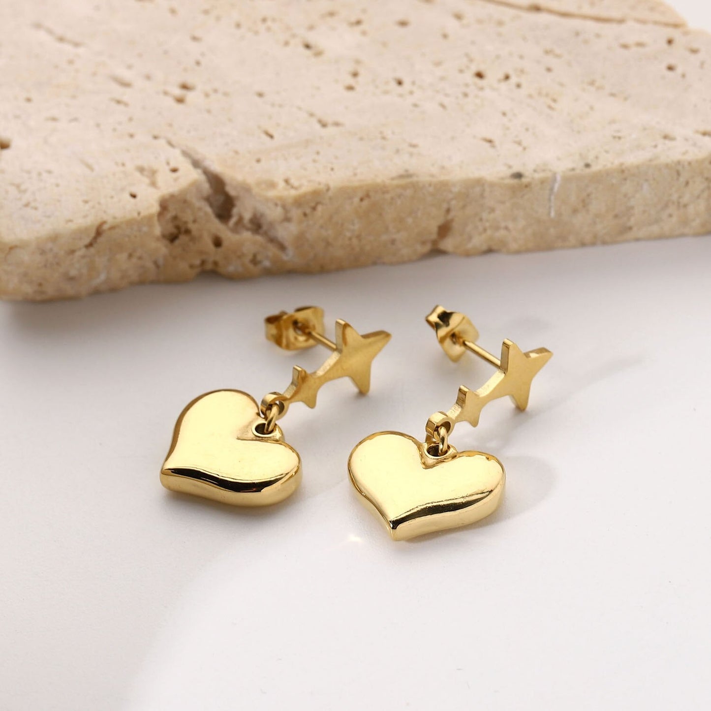 sengpan bridal jewelry set for wedding Cute Star Heart Stud Earrings Women 14K Gold Plated Stainless Steel Jewelry Fashion Earrings Jewelry Girls Gift