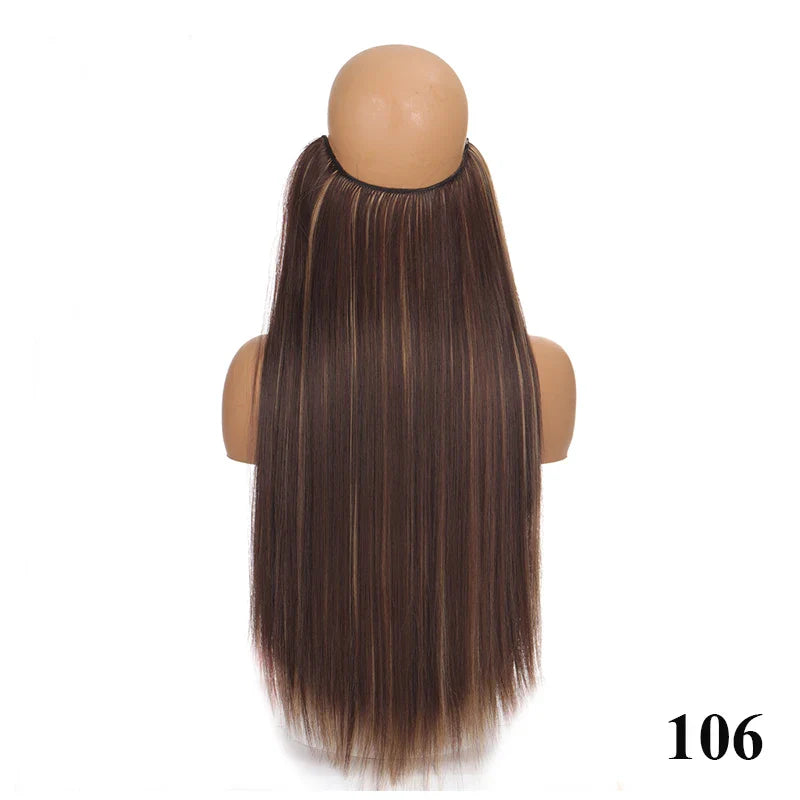 sengpan Synthetic 24inch Invisible Hair Wire Without No Clip Hair Extension Fishing Line Wig Wavy Hair Female False Hair Piece