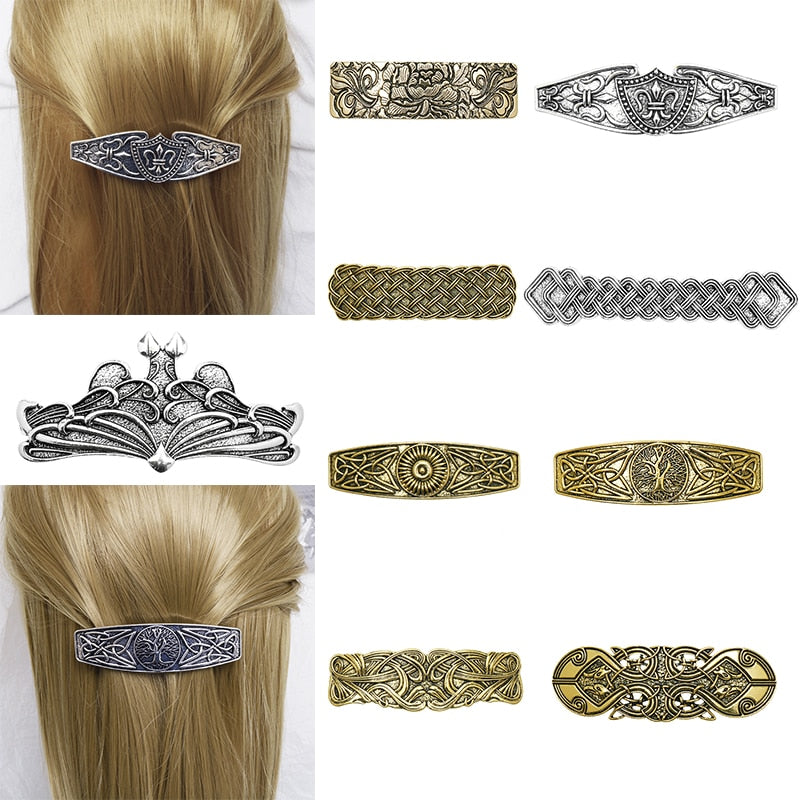 sengpan Vintage Alloy Hair Clip Viking Compass Hairpins Amulet Celtics Knot Nordic Runes Tree of Life Barrette Hair Clip Accessories