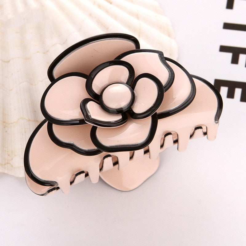 sengpan Acetate Camellia Hair Claw Clip Clamp For Women Girl Flower Handmade French Fashion Head Accessories Mujer Wholesale