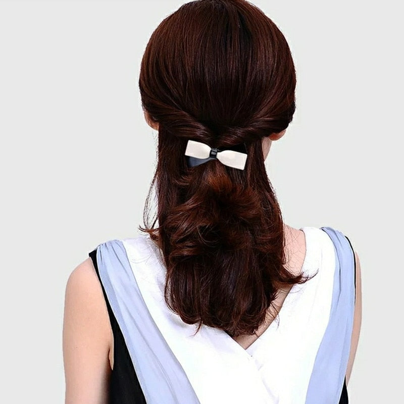 sengpan Barrette For Women Girl Acrylic Hair Clip Hairpin Bow Knot Black White Head Accessories Wholesale