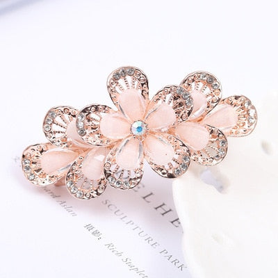 sengpan Barrette For Women Girl Rhinestone Crystal Big Hair Clip Hairpin Rose Peacock Flower Floral Head Accessories Wholesale