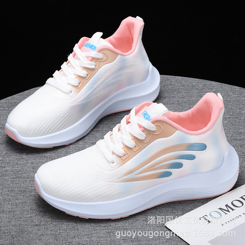 Spring and Autumn Women's Sports Shoes Soft Bottom Travel Shoes Mother's Shoes Non-Slip Wear-Resistant and Lightweight Comfortable Walking Shoes