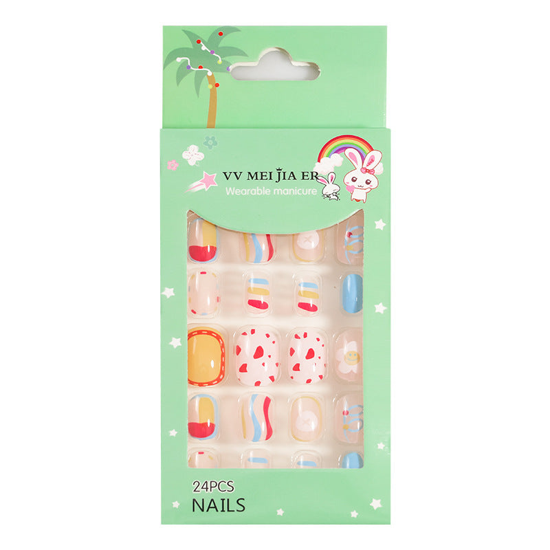 sengpan Children's Fake Nails Pieces Boxed Wear Armor Nail Art