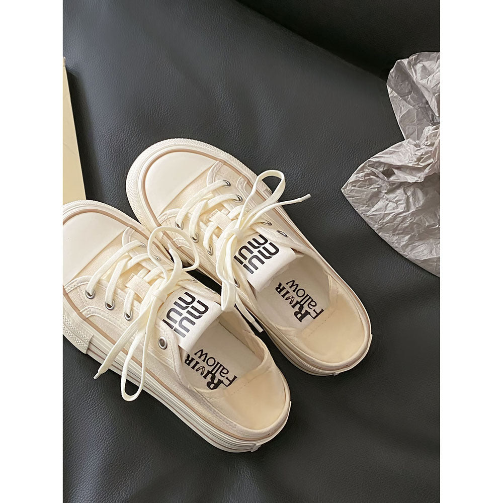 Thick Sole Height Increasing Small Canvas Shoes  Summer New White Shoes Women's Shoes with Skirt All-Matching Board Shoes