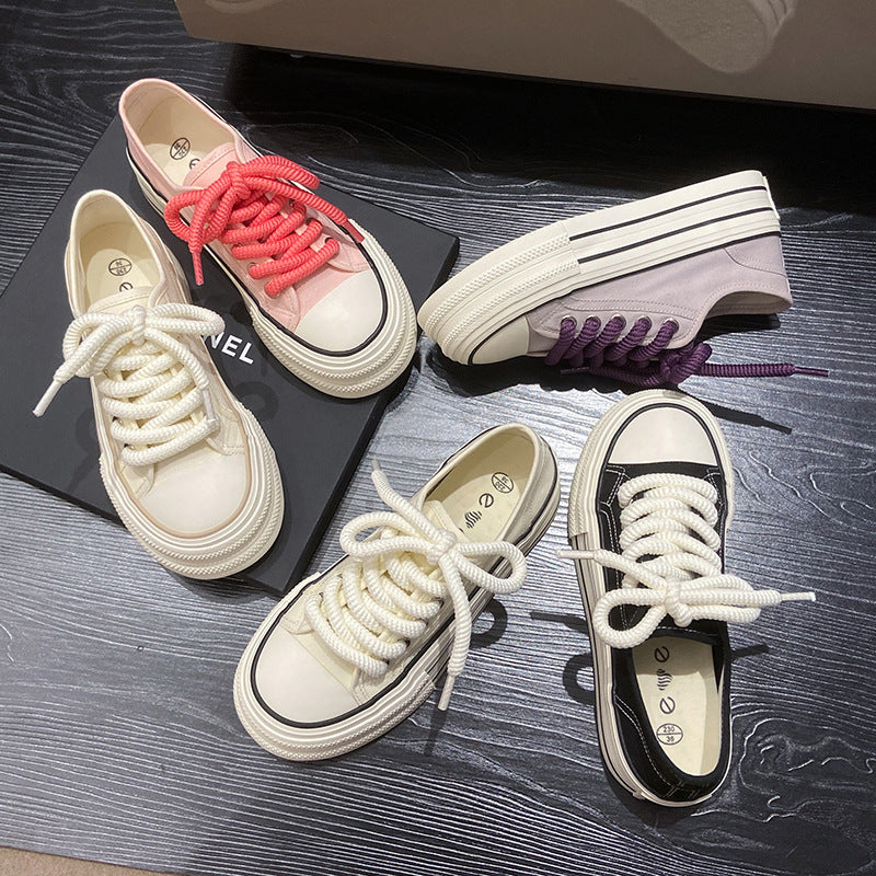 Women's Canvas Shoes  Summer New Student Korean Style Ins All-Match Thick Bottom Board Shoes Spring and Autumn Leisure Shoes Tp229