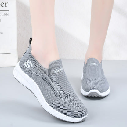 Summer Women's Flyknit Shoes Breathable Lightweight Casual Sneaker Mom Shoes Women's Shoes
