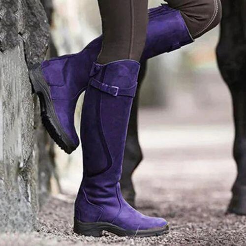 Autumn and Winter Foreign Trade New plus Size Long Boots Women's Boots HOTan and NEWn Flat round Toe Women's Leather Boots