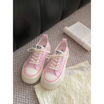 Thick Sole Height Increasing Small Canvas Shoes  Summer New White Shoes Women's Shoes with Skirt All-Matching Board Shoes