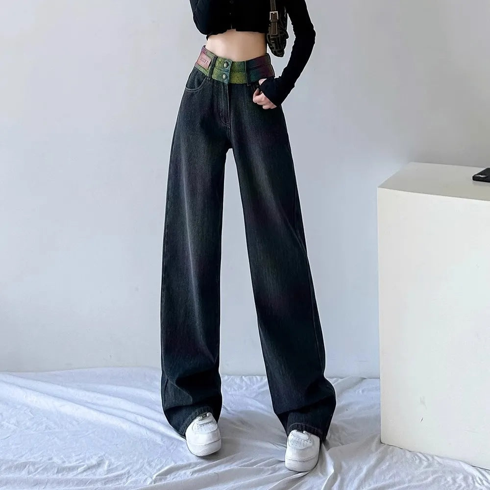 New Wide Leg Jeans for Women 2024 Spring and Autumn plus Size High Waist Casual Loose Wide Leg Straight Mop Trousers Women