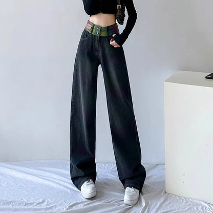 New Wide Leg Jeans for Women 2024 Spring and Autumn plus Size High Waist Casual Loose Wide Leg Straight Mop Trousers Women