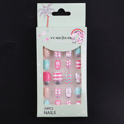 sengpan Children's Fake Nails Pieces Boxed Wear Armor Nail Art