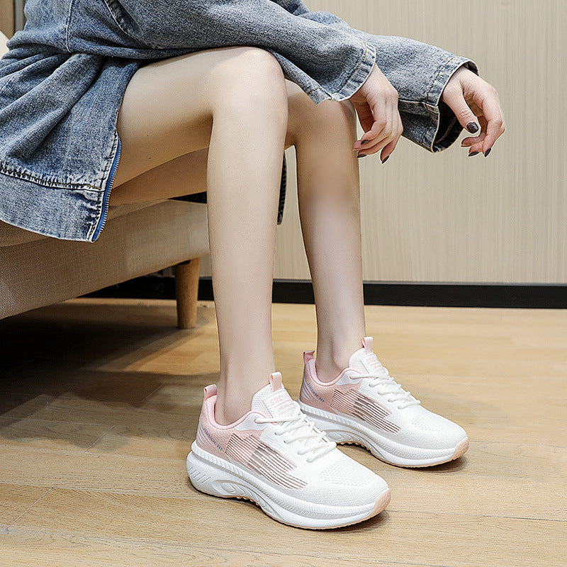 Women's White Shoes Foreign Trade Wholesale Platform Light Running Shoes Fashionable Stylish Outfit Spring Breathable Sneaker Women's Shoes