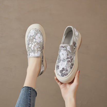 Spring  Korean Style Mary New All-Match Canvas Shoes Flower Sequin Women's Shoes Casual Shoes Low-Top Trendy Ultra-Light