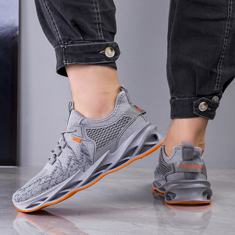 Men's Shoes Spring and Autumn Summer Breathable Thin  New Middle-Aged and Elderly Trendy Mesh Surface Shoes Sports Running Leisure Blade-Sharp Shoes