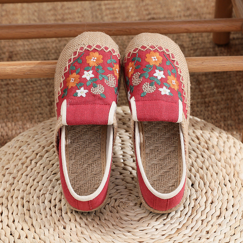 New Old Beijing Embroidery Linen Cloth Shoes Women's Low-Cut Vintage Fashion Shoes Shoes for Han Chinese Clothing Women's Casual Shoes