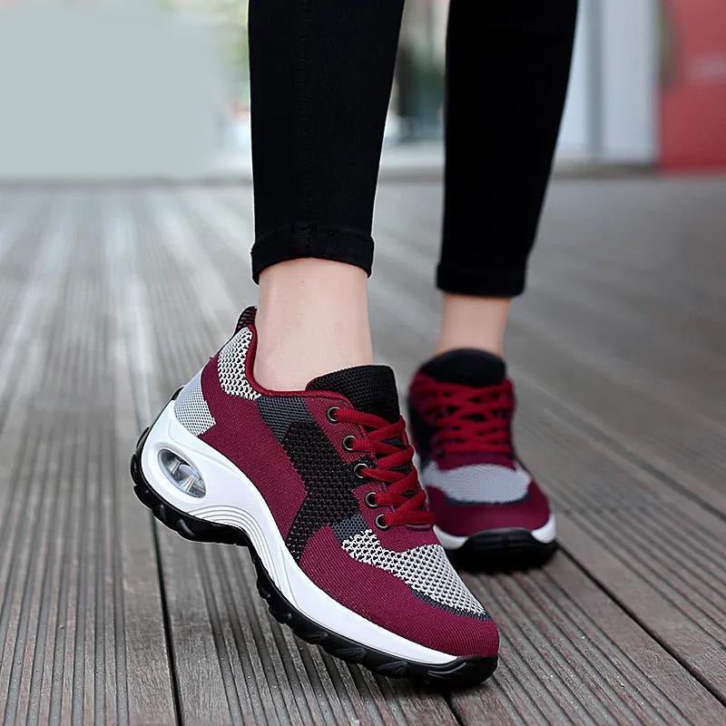 Foreign Trade Women's Shoes Spring and Summer New Breathable Mesh Air Cushion Sneaker Women's Stylish Height Increasing Casual Shoes Mom Shoes