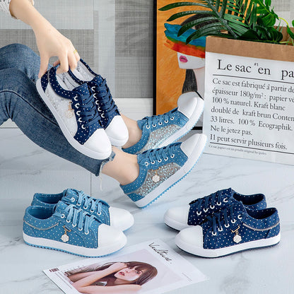 2018 Summer Korean New Women's Hollow-out Denim Mesh Shoes Flat Casual Shoes Breathable Cloth Shoes Student Mesh Shoes