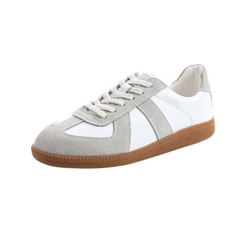 New Authentic Leather Women's Shoes Sports Versatile Single-Layer Shoes Women's Spring and Summer White Shoes Women's Casual Flat German Training Shoes Fashion