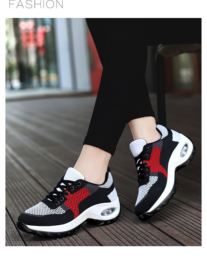 Foreign Trade Women's Shoes Spring and Summer New Breathable Mesh Air Cushion Sneaker Women's Stylish Height Increasing Casual Shoes Mom Shoes