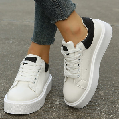 White Shoes for Women  Spring and Summer New Women's Thick Bottom All-Match Muffin round Head Thick Bottom Soft Bottom Casual Sneaker