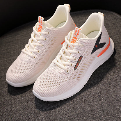 Spring and Summer New White Shoes Sneaker Women's Lightweight Soft Sole Women's Running Shoes Student Lace-up Casual Shoes