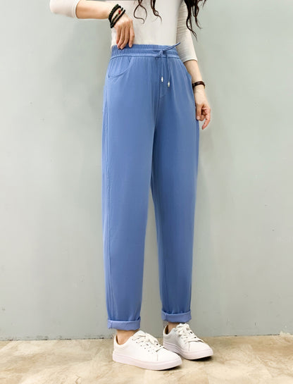 2024 Early Autumn New Jeans Women's High Waist Slimming Cropped Harem Pants Loose plus Size Casual Tappered Daddy Pants