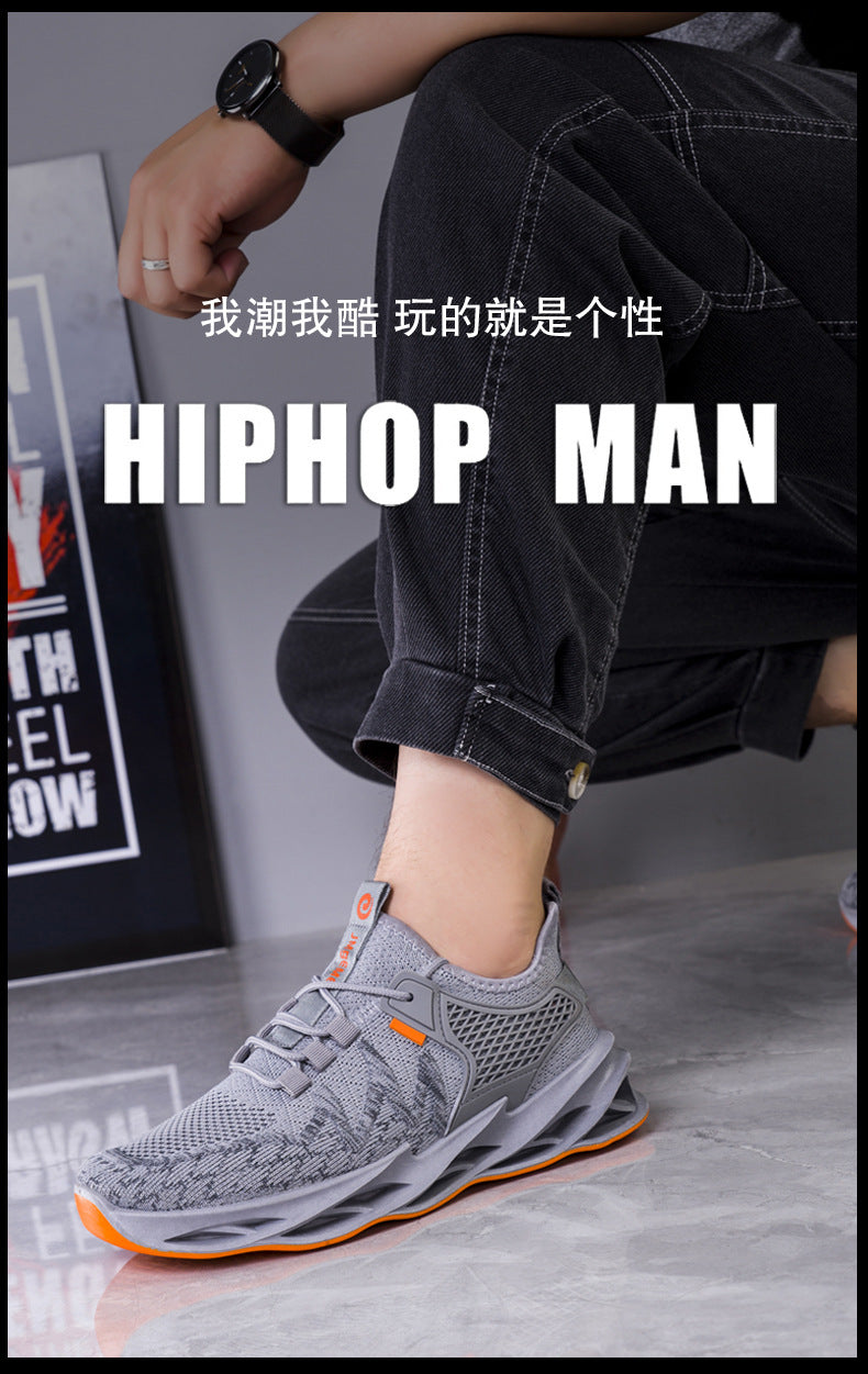 Men's Shoes Spring and Autumn Summer Breathable Thin  New Middle-Aged and Elderly Trendy Mesh Surface Shoes Sports Running Leisure Blade-Sharp Shoes