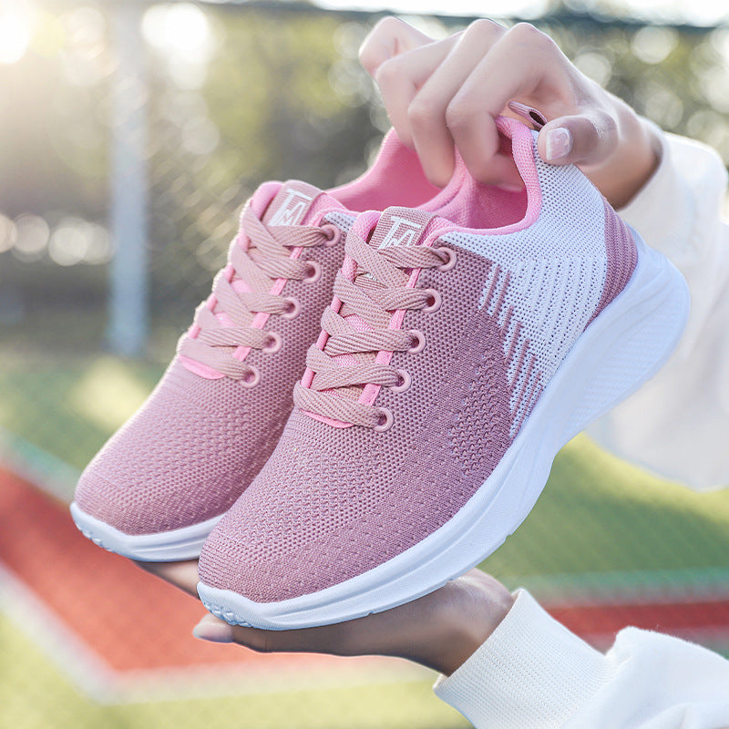 White Shoes Spring New Women's Sneaker Fashion Fly Woven Mesh Casual Shoes Foreign Trade Running Saving Women's Shoes