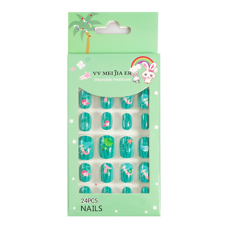 sengpan Children's Fake Nails Pieces Boxed Wear Armor Nail Art