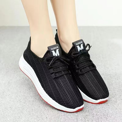 Spring and Summer Women's Sports Breathable Mesh Casual Sneaker Platform Walking Shoes Soft Bottom Comfortable Lace-up Old Beijing Cloth Shoes