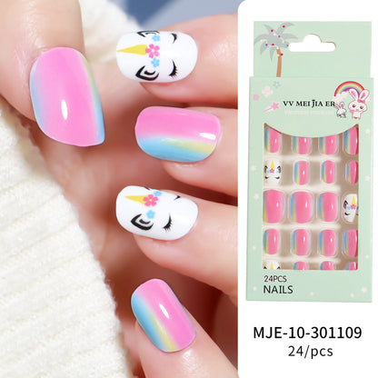 sengpan Children's Fake Nails Pieces Boxed Wear Armor Nail Art