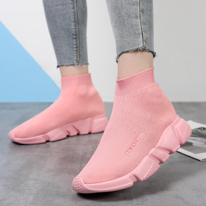 Stretch Sock Shoes Couple High-Top Men's Shoes Summer Breathable Gaobang Korean Style Trendy Lightweight Internet Celebrity Men Shoes