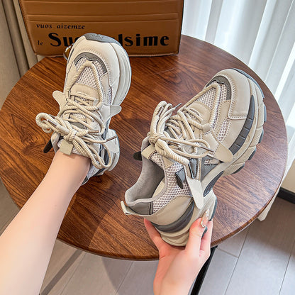 Free Shipping  Summer Women's Breathable Sneaker Ins Thick Bottom High Dad Shoes Goddess Essential Korean Style Women's Shoes