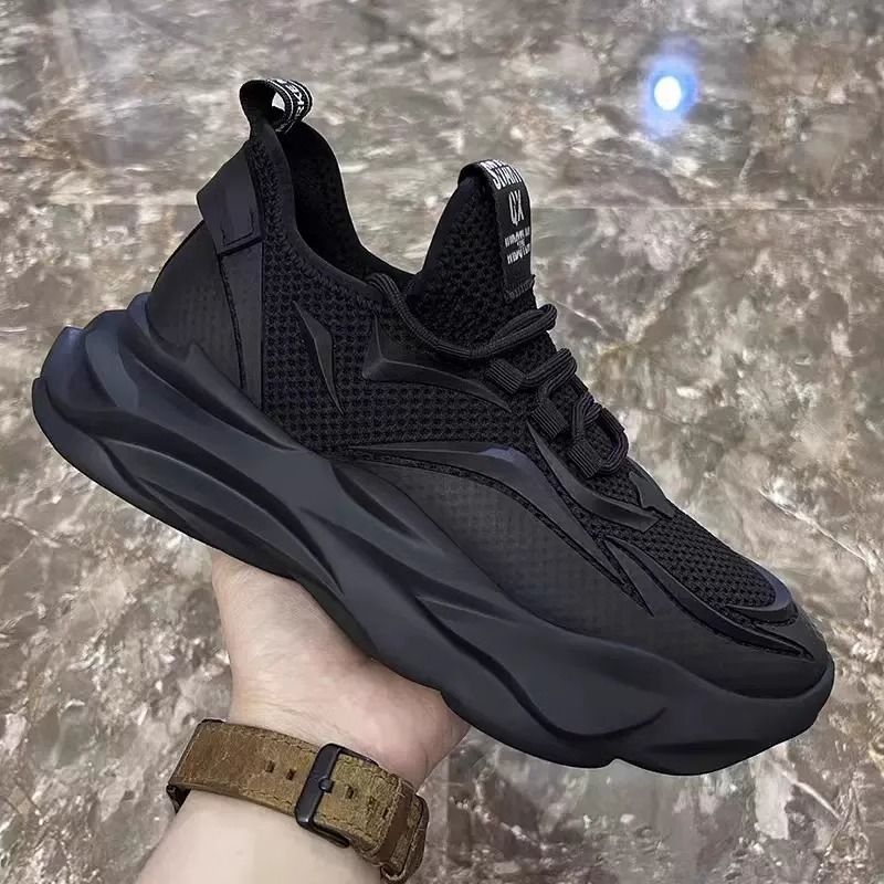 Black Men's Shoes Summer Breathable Men's Work Safety Shoes Platform Dad Shoes Men's Mesh Casual Sports Mesh Shoes