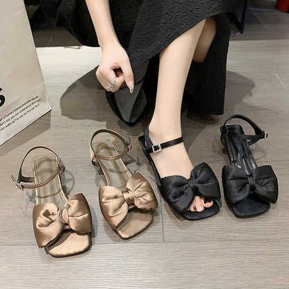 sengpashop Bow Strap Sandals Fashionable Ladies Shoes Stiletto Heel  Summer Fashion Fairy Open Toe High Heels Women's Shoes