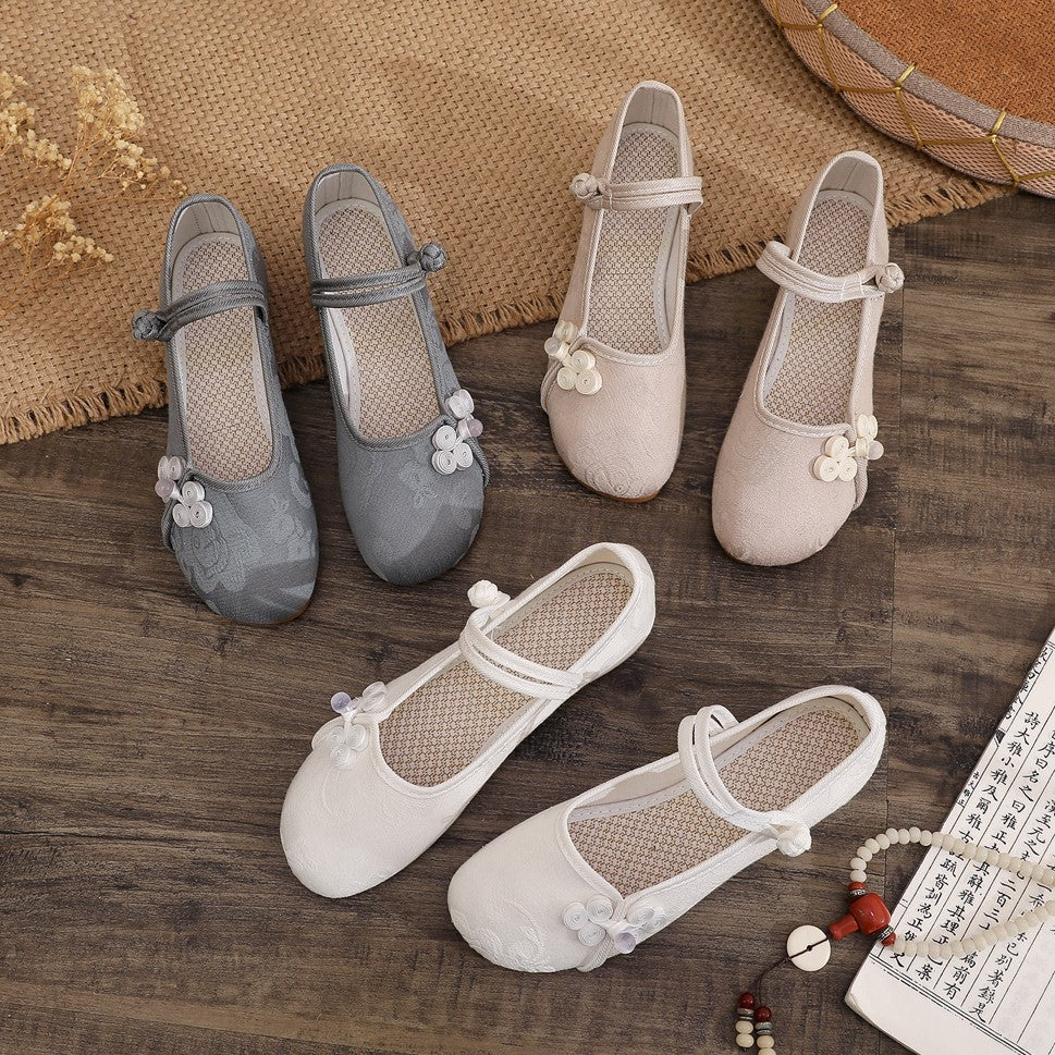 The Han-Style Clothing Shoes Women's Spring and Summer Old Beijing Cloth Shoes Wedge Zen Embroidered Shoes Low Heel Ethnic Style Tea Artist Work Shoes