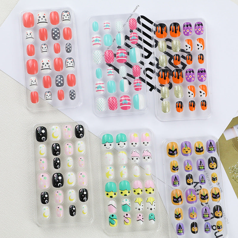 sengpan Children's Fake Nails Pieces Boxed Wear Armor Nail Art