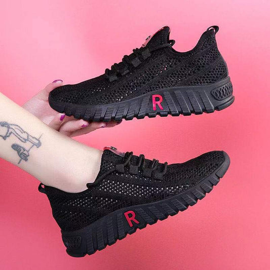 Spring and Summer Women's Sports Breathable Mesh Casual Sneaker Platform Walking Shoes Soft Bottom Comfortable Lace-up Old Beijing Cloth Shoes