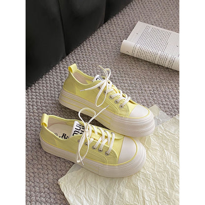 Thick Sole Height Increasing Small Canvas Shoes  Summer New White Shoes Women's Shoes with Skirt All-Matching Board Shoes