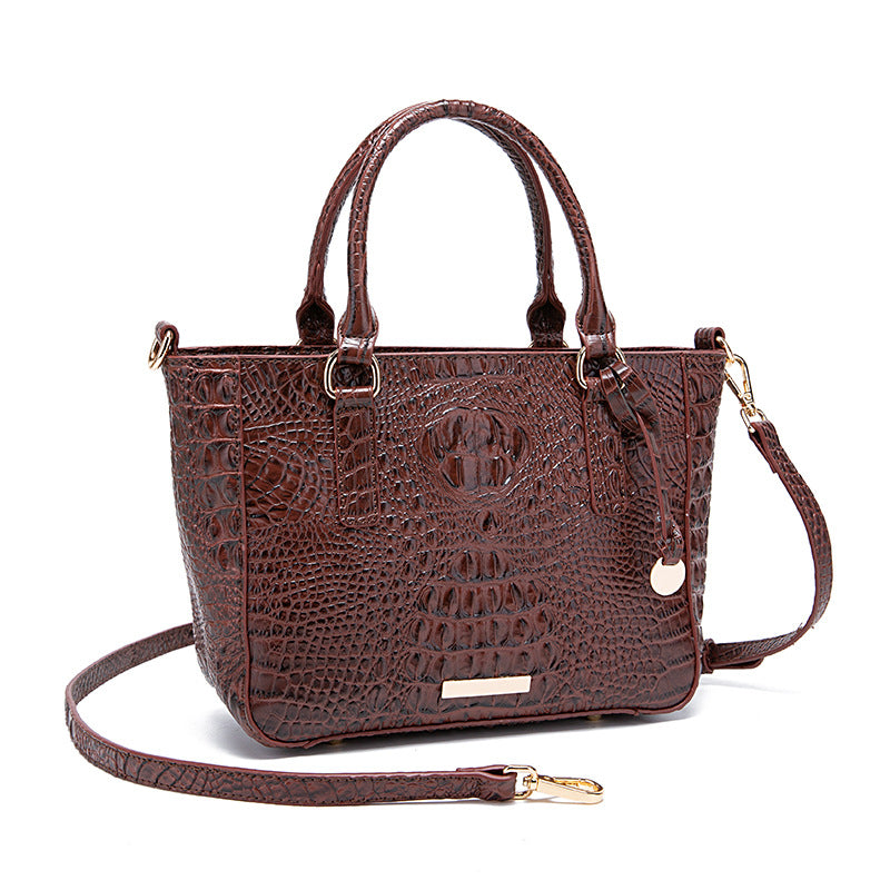 SENGPAN New 2025 New  independent station hand-held underarm crossbody tote retro women's bag Brahman crocodile pattern