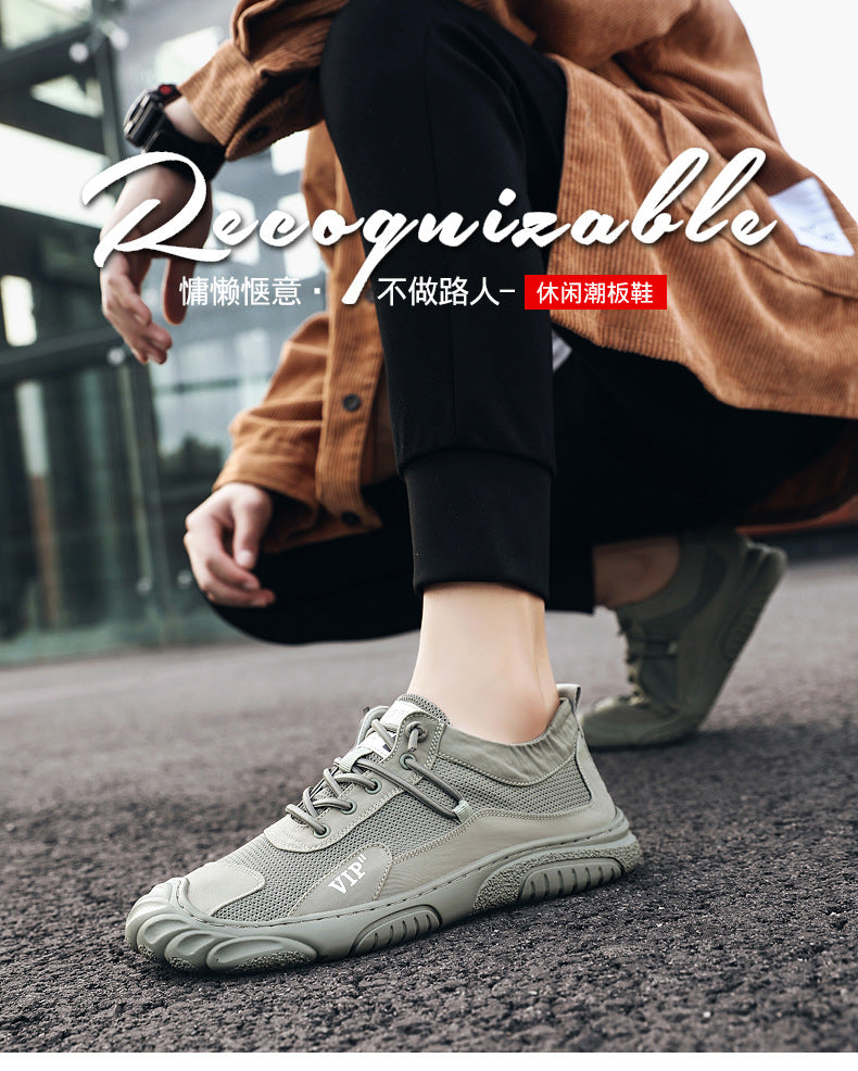 Fashion Summer Trendy Mesh Casual Shoes Men's Breathable Worker Boot Board Shoes Outdoor Hiking Men's Shoes Old Beijing Cloth Shoes