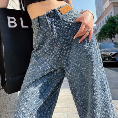 New Wide Leg Jeans for Women 2024 Spring and Autumn plus Size High Waist Casual Loose Wide Leg Straight Mop Trousers Women