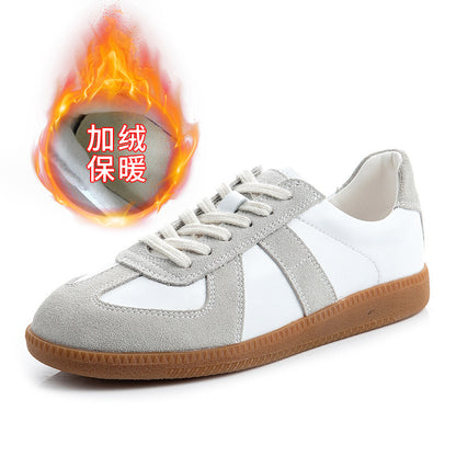 New Authentic Leather Women's Shoes Sports Versatile Single-Layer Shoes Women's Spring White Shoes Women's Casual Flat German Training Shoes Fashion