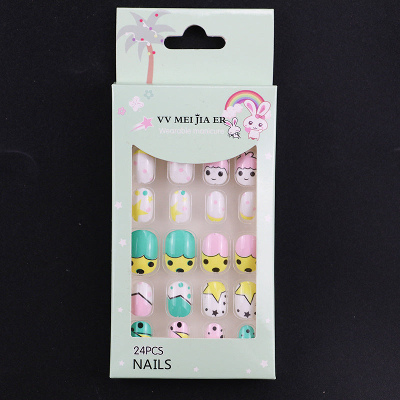 sengpan Children's Fake Nails Pieces Boxed Wear Armor Nail Art