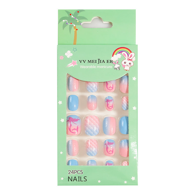 sengpan Children's Fake Nails Pieces Boxed Wear Armor Nail Art