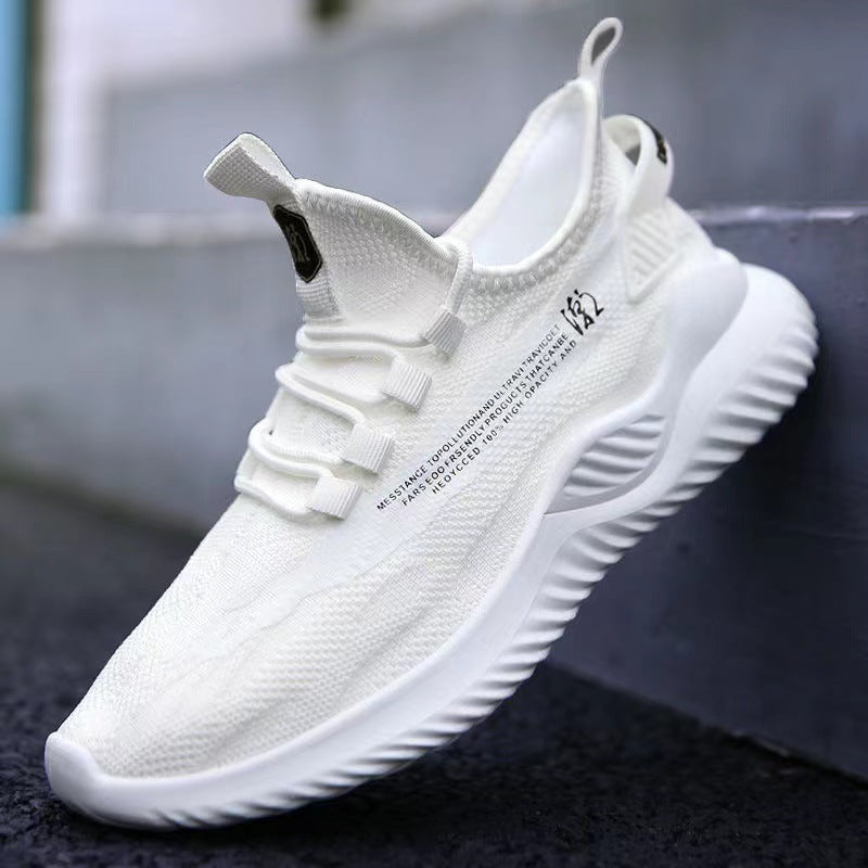 sengpashop Cross-Border Men's Casual Shoes Sneaker Trendy Versatile Coconut Shoes Lightweight Breathable Student Flyknit Trendy Shoes Factory Wholesale