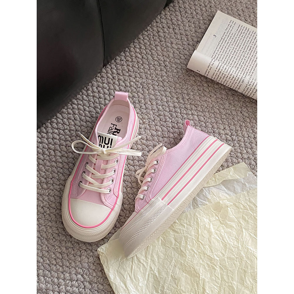 Thick Sole Height Increasing Small Canvas Shoes  Summer New White Shoes Women's Shoes with Skirt All-Matching Board Shoes